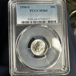 Pcgs Ms 66 1950-s Roosevelt Dime 