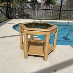 Vintage Glass/wood Table