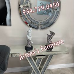 New LV Diamonds Console Table + Mirror Set 