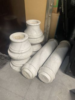 3.5ft Marble Column - (2) Heavy, Solid, Statement Piece