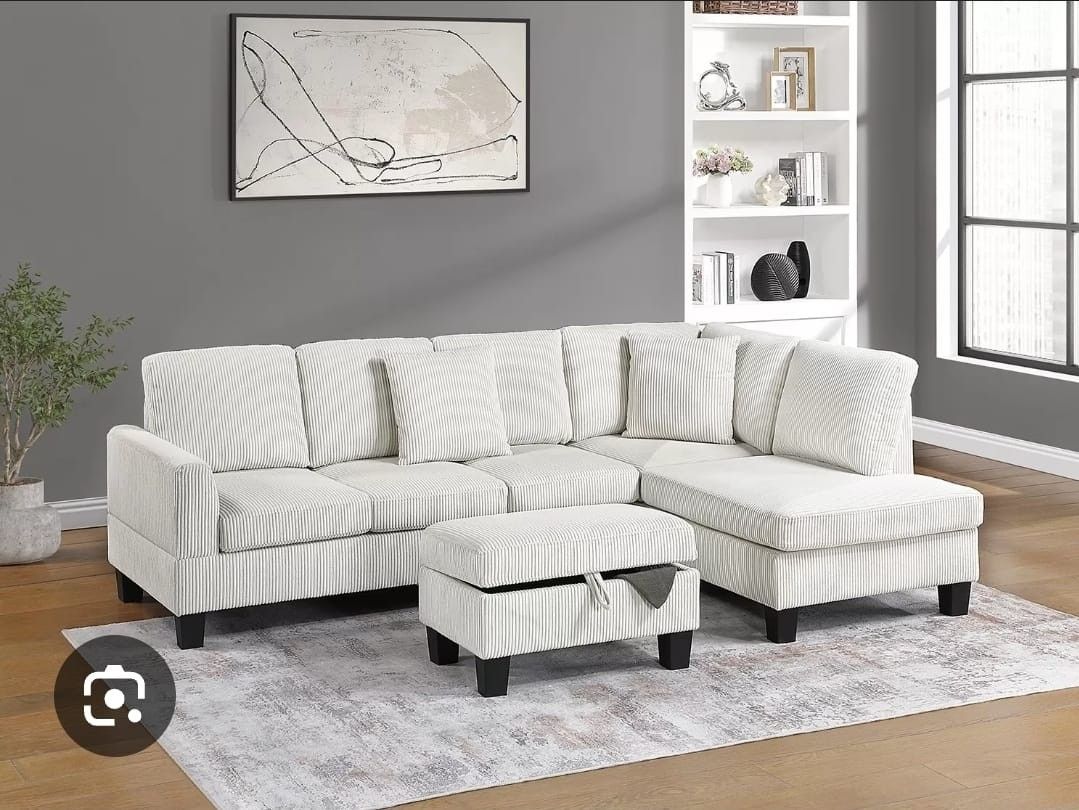 BRAND NEW 3PCS SECTIONAL SOFA SET WITH OTTOMAN AND ACCENT PILOWS INCLUDED $399