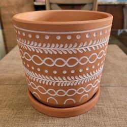 Terracotta Patterned 6-inch Planter Pot