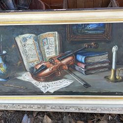 Mid Century Oil Painting Famous Artist Signed Small Flaws On Frame 2 Tiny Holes Huge Beautiful