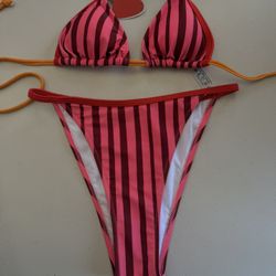 Tidal Lau striped two-piece bikini set