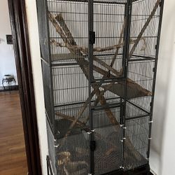 VEVOR 69" Metal Small Animal Cage 4-Tier Rolling Lizard Or Ferret Cage with Tray 3 Ramps