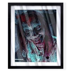 The evil dead rise custom horror art piece on black frame