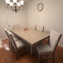Expandable Dinning Table, 6 Chairs & Rising Top Coffee Table 