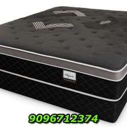 12in Queen Size Oasis Thermo Jumbo Pillow Top Mattress and Boxspring