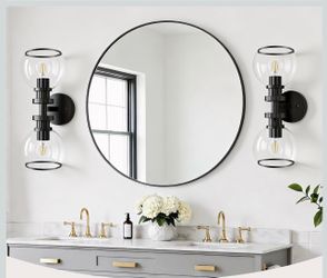 Wall Sconces Set of Two, Black Bathroom Sconce
