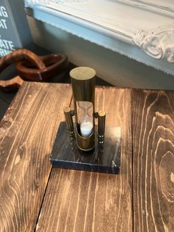 Brass Hourglass Sand Timer on Marble Base