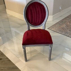 Dark Red, Louis XVI French Country Style Dinning Chairs