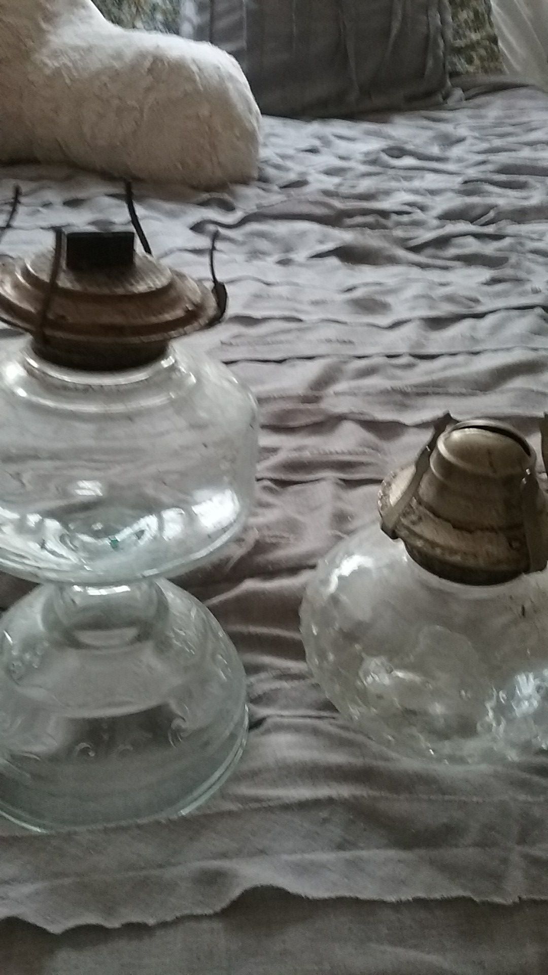 Antique vintage hurricane lamps
