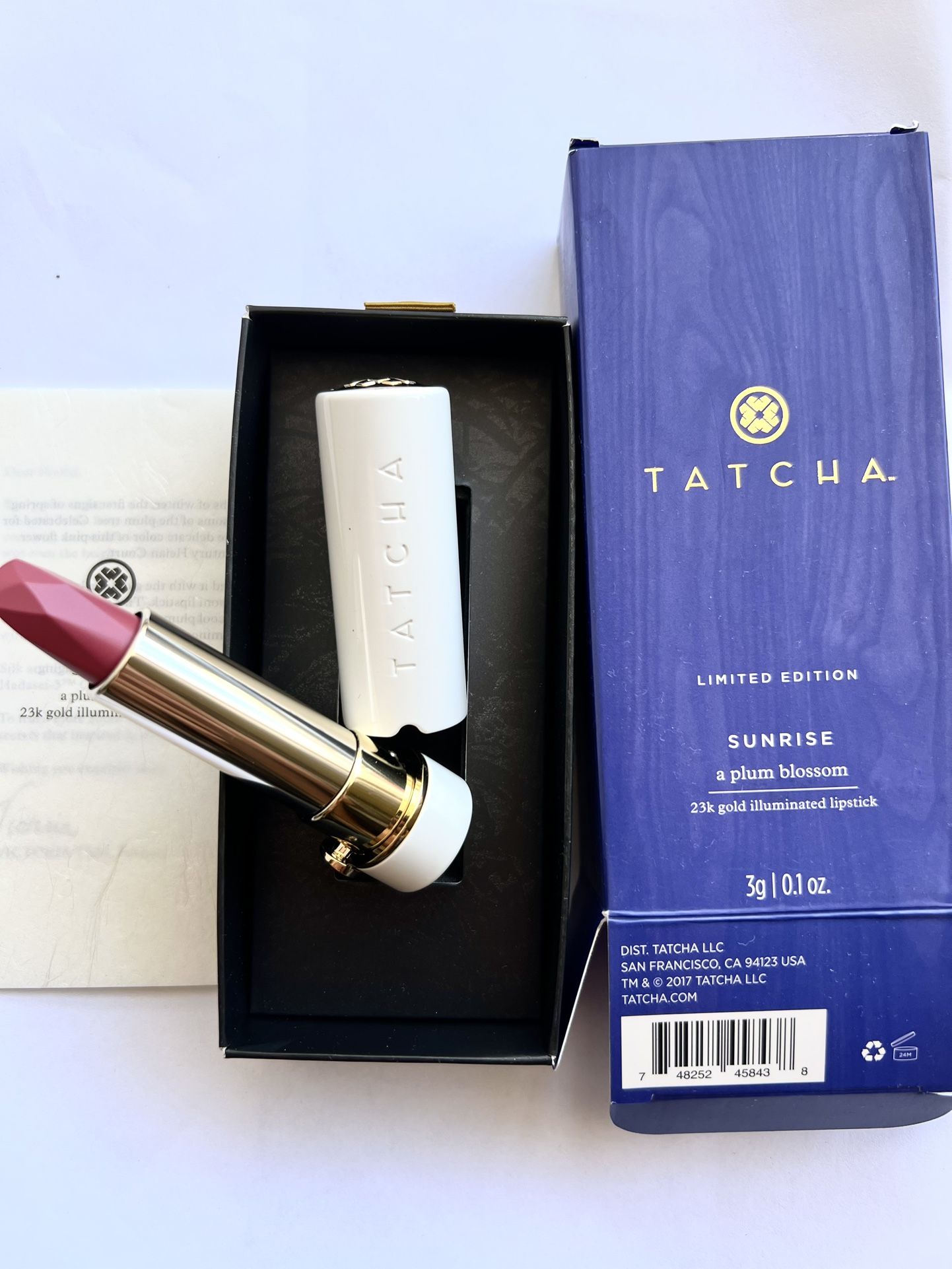 Tatcha A Plum Blossom Gold Lipstick ~ Sunrise ~ Full Size ~ 3 g Brand New In Box