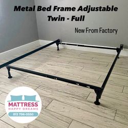 Metal Bed Frame Twin/Full Width Adjustable To Bed Size From 38” to 53” Inches. Delivery Available