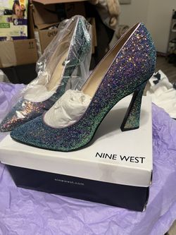 Nine West Heels Violet Glitter Size 10.5
