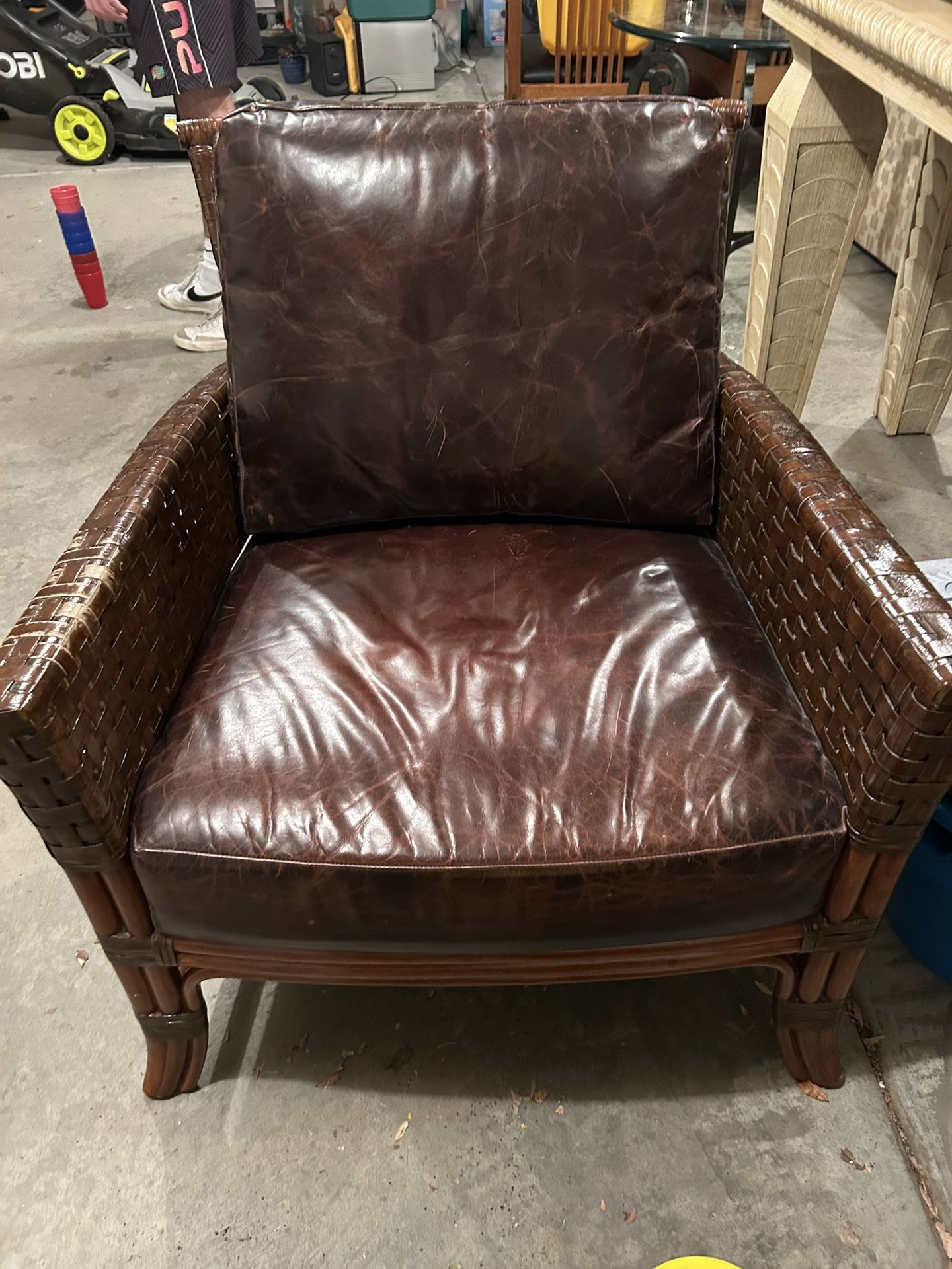 Leather And Cane Chair
