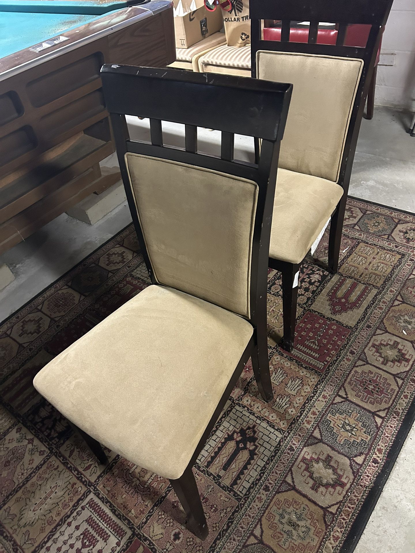 2 Sturdy Wooden And Cushion Chairs 
