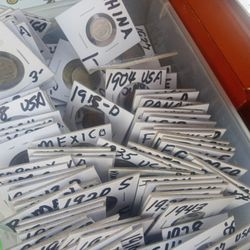 Miscellaneous Old Coins And Paper Money Some Are Roman 2000 Years Old A Dollar And Up Come And Look ,I'm  In Milton 