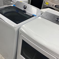 GE Profile™ 5.0 cu. ft. Capacity Washer with GE Profile™ 7.4 cu. ft. Capacity aluminized alloy drum Electric Dryer with Sanitize Cycle and Sensor Dry