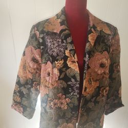 Vintage Dress Barn Floral Embroidered Jacket Size 14