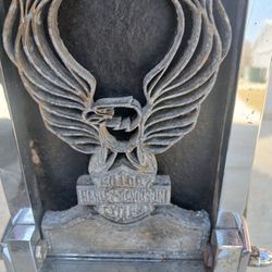 Harley Davidson Back Rest OG.Tge The Harley Decal Is Brass. As Is.$35..o.b.o