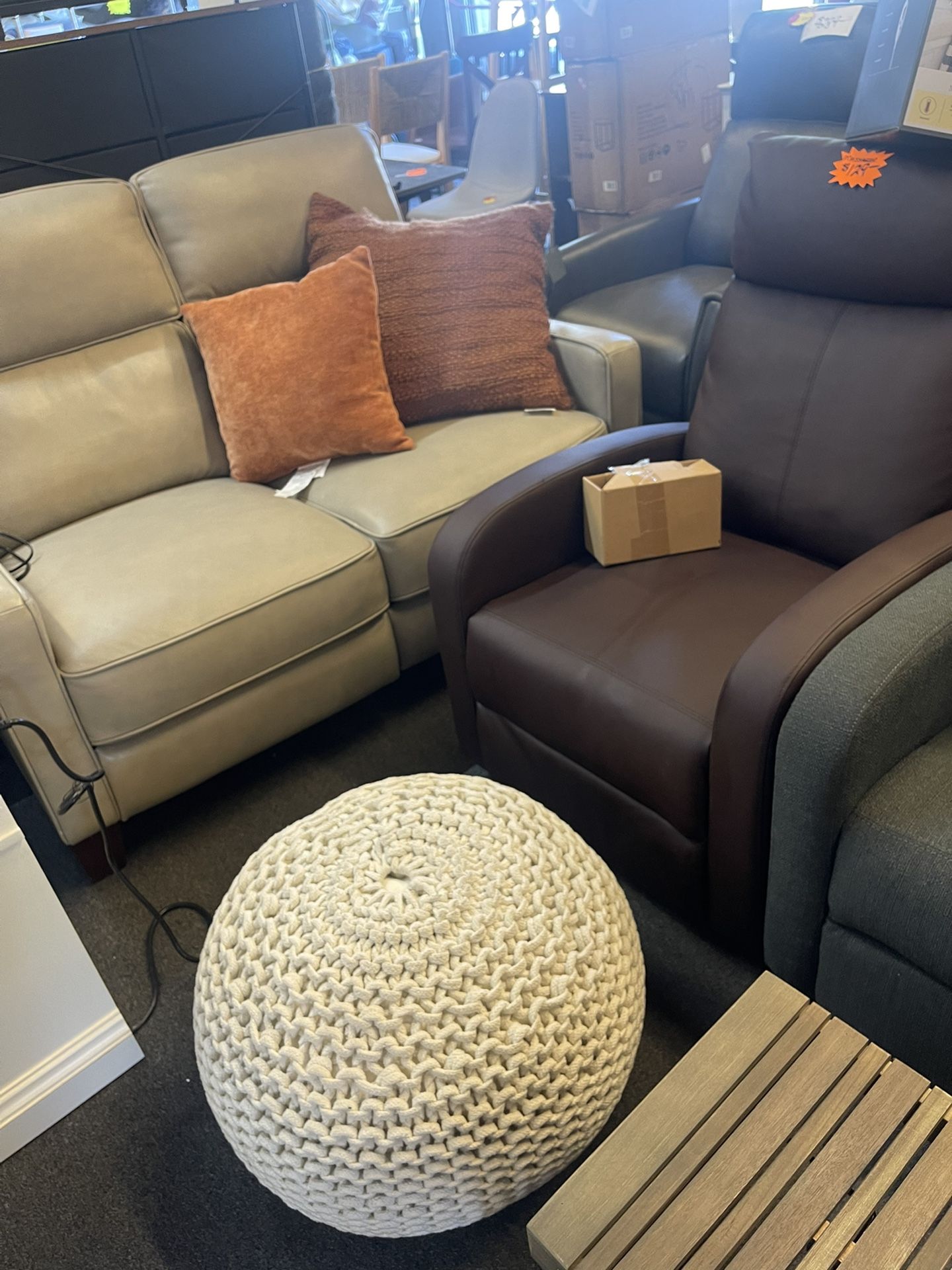 Electric Leather Recliner Loveseat Cream