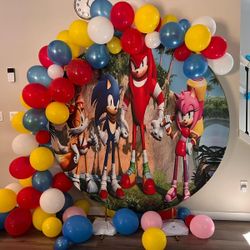 Sonic Hedgehog Round Elastic Backdrop And Decoration Supplies 