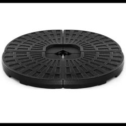 Kadehome 4-Piece Heavy-Duty Plastic Round Patio Umbrella Base for Cantilever Offset Umbrella with Carry Handles in Black