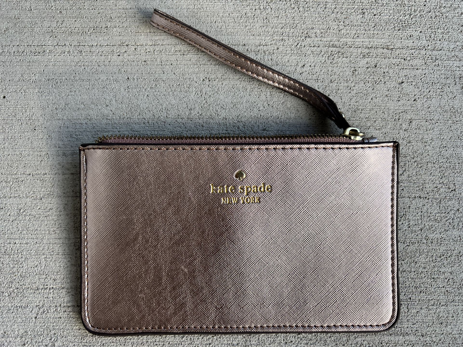 Kate Spade New York Wristlet Clutch – Metallic Rose Gold – Saffiano Leather