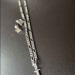 Sterling Silver Necklace And Diamond Earrings And Ring