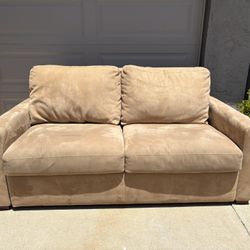 Room & Board Pull Out Suede Couch