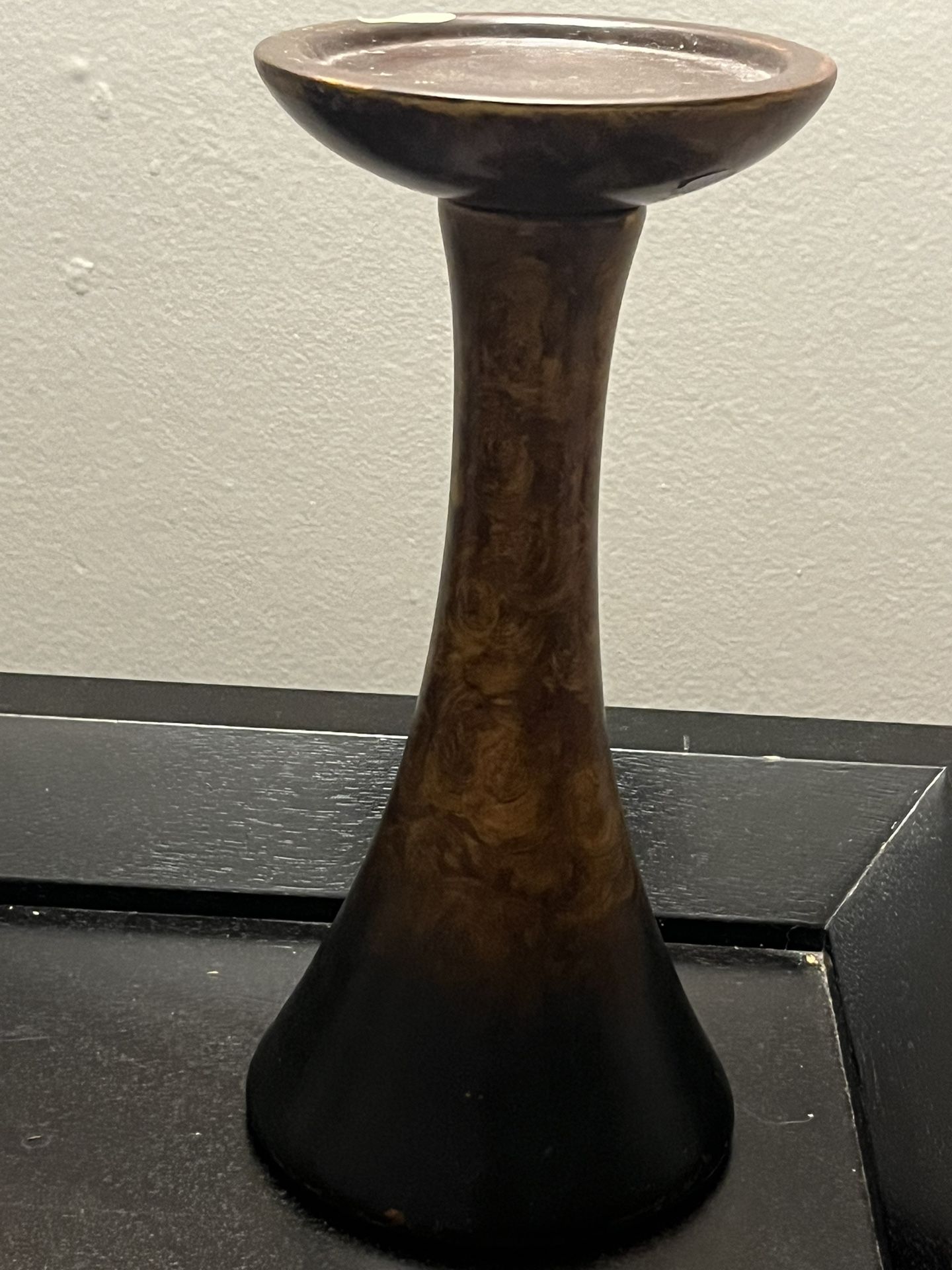 Pillar Candle Holder 9" x 4" Amber Bronze Home Decor