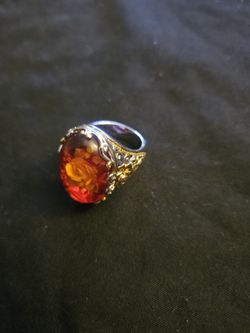 Vintage Sterling Silver Flower Ring, Unique Carved Two Tone Gemstone Setting - Unique Michael Valitutti Jewelry 