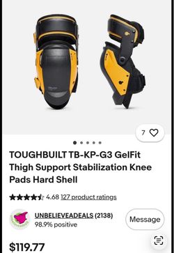 ToughBuilt GelFit Thigh Support Hard Shell Knee Pads