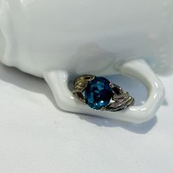 Vintage Estate Ring Blue Topaz Color 925 Sterling Silver Women’s Sz 8.75/9
