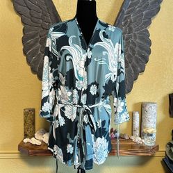 Linea Donatella Floral Kimono Style Robe 