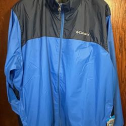 Columbia Glennaker Lake Rain Jacket Blue Waterproof Hooded Mens Size 2XL New