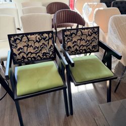 Solid Wood Dining Chairs Green 2pcs