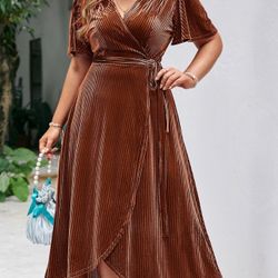 Plus Size Velvet Wrap Dress