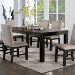Brand New Black & Grey 7pc Formal Dining Table Set 