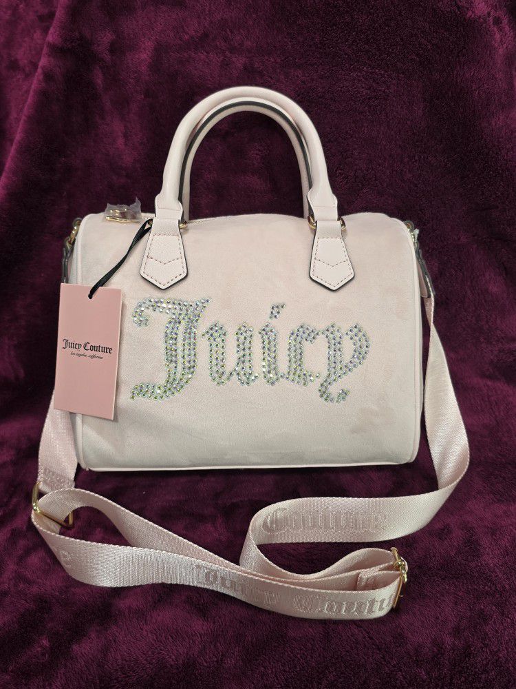 Juicy Couture Velour Light Pink Powder Blush Obsession Satchel Purse NWT