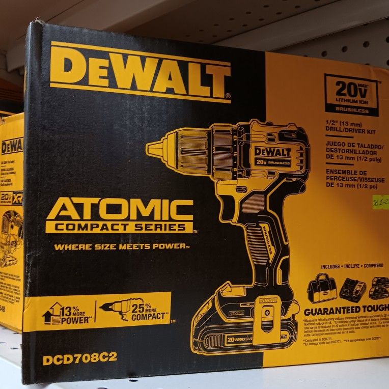 Dewalt New Kit Drill Driver Atomic Brushless , Batteries And Charger