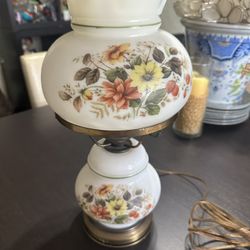   Vintage Hurricane Floral Lamp