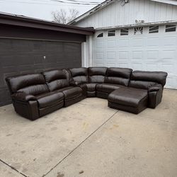 Free Delivery 🚚 -Power Reclining Leather Sectional Sofa Couch – Dark Brown
