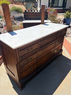 Antique Burlwood bedroom set size double bed