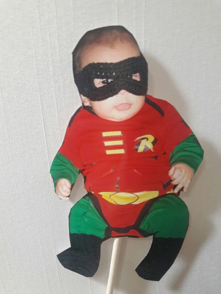 Custom infant Robin costume with print muscles