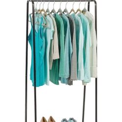 Clothes Rack With Bottom Wood Shelf
