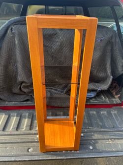 Scan Design Teak Side Shelf, 2 Glass Shelves, in Like New Condition