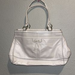 Coach Park Leather Pearl White Shoulder Bag 