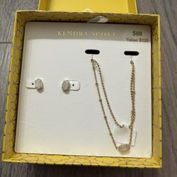 Kendra Scott Crystal Pendant Necklace and Earrings